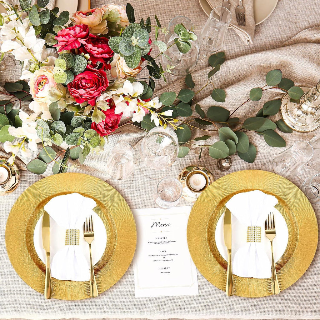 Gold Charger Plates Bulk, 13" Round Plastic Dinner Charger Plate, Shiny Golden Table Chargers Serving Plates - Set of 50