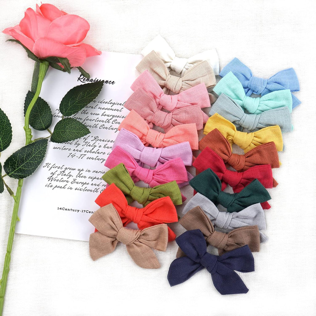 40 Pieces Girls Hair Bows Linen Fabric Bows Alligator Clips Hair Accessories for Little Girls Toddlers Kids and Teens