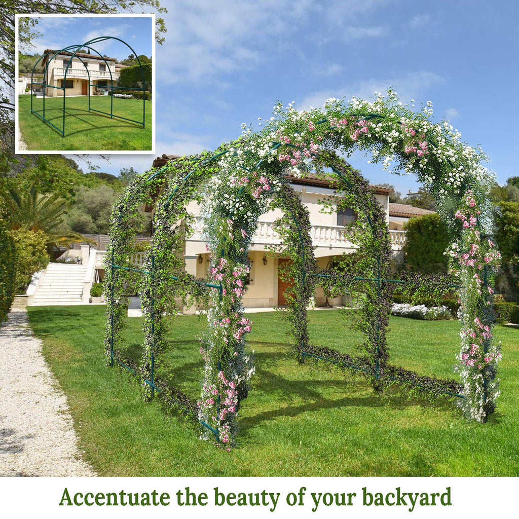Multi-Size Large Garden Support Arch Frame Climbing Plant Arch Arbor for Flowers/Fruits/Vegetables (13FT x 7FT x