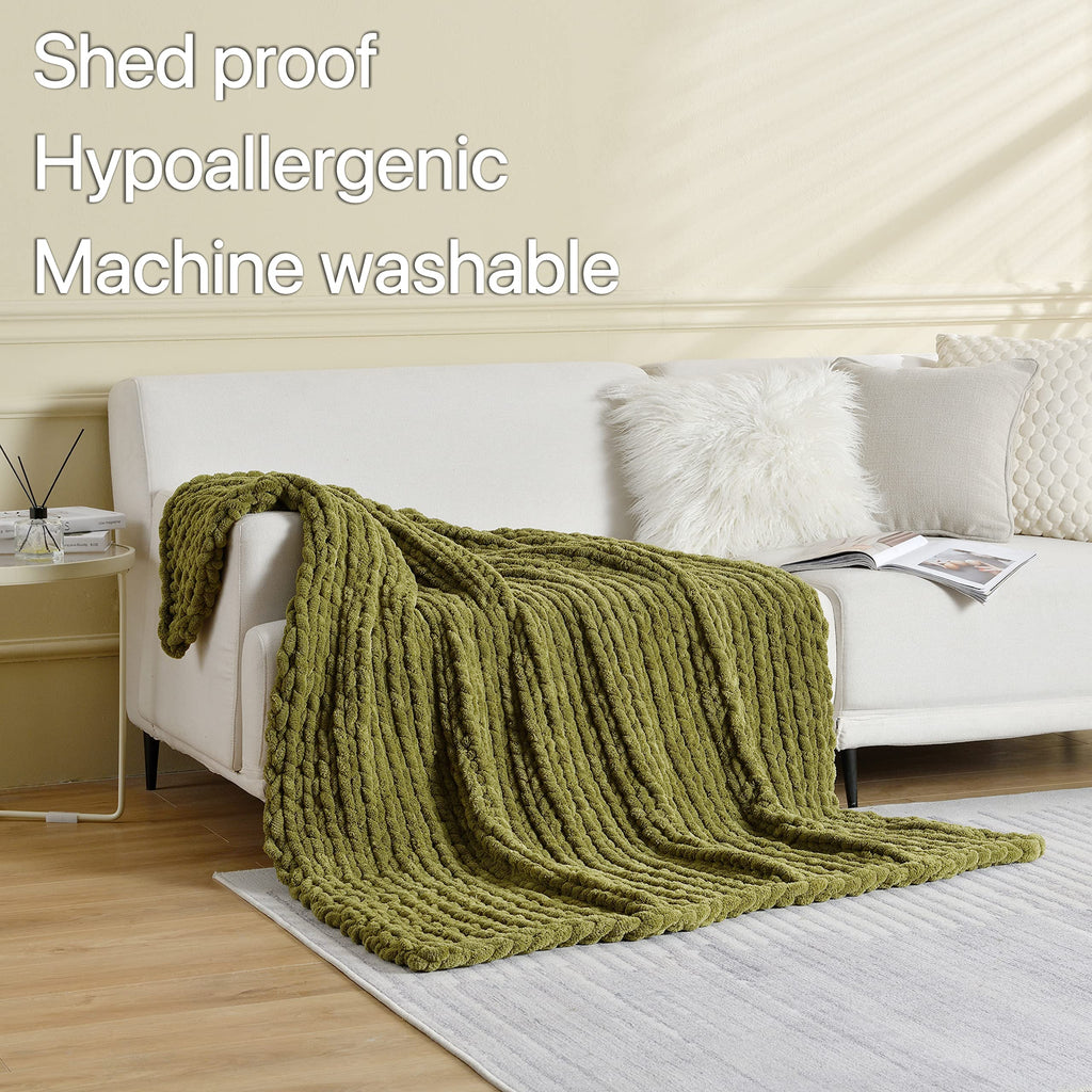Tighter Version Chenille Chunky Knit Blanket Throw 50×60 Inch, Handmade Warm & Cozy Blanket Couch, Bed, Home Decor