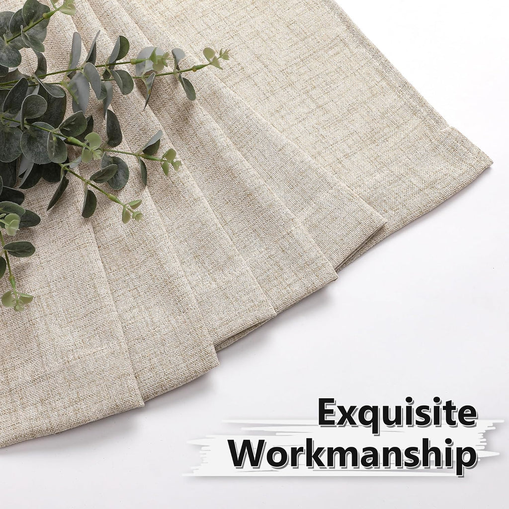 Short Linen Tier Curtains Rod Pocket Semi Sheer Half Kitchen Curtain Burlap Light Filtering Thick Linen Drapes, 30 x