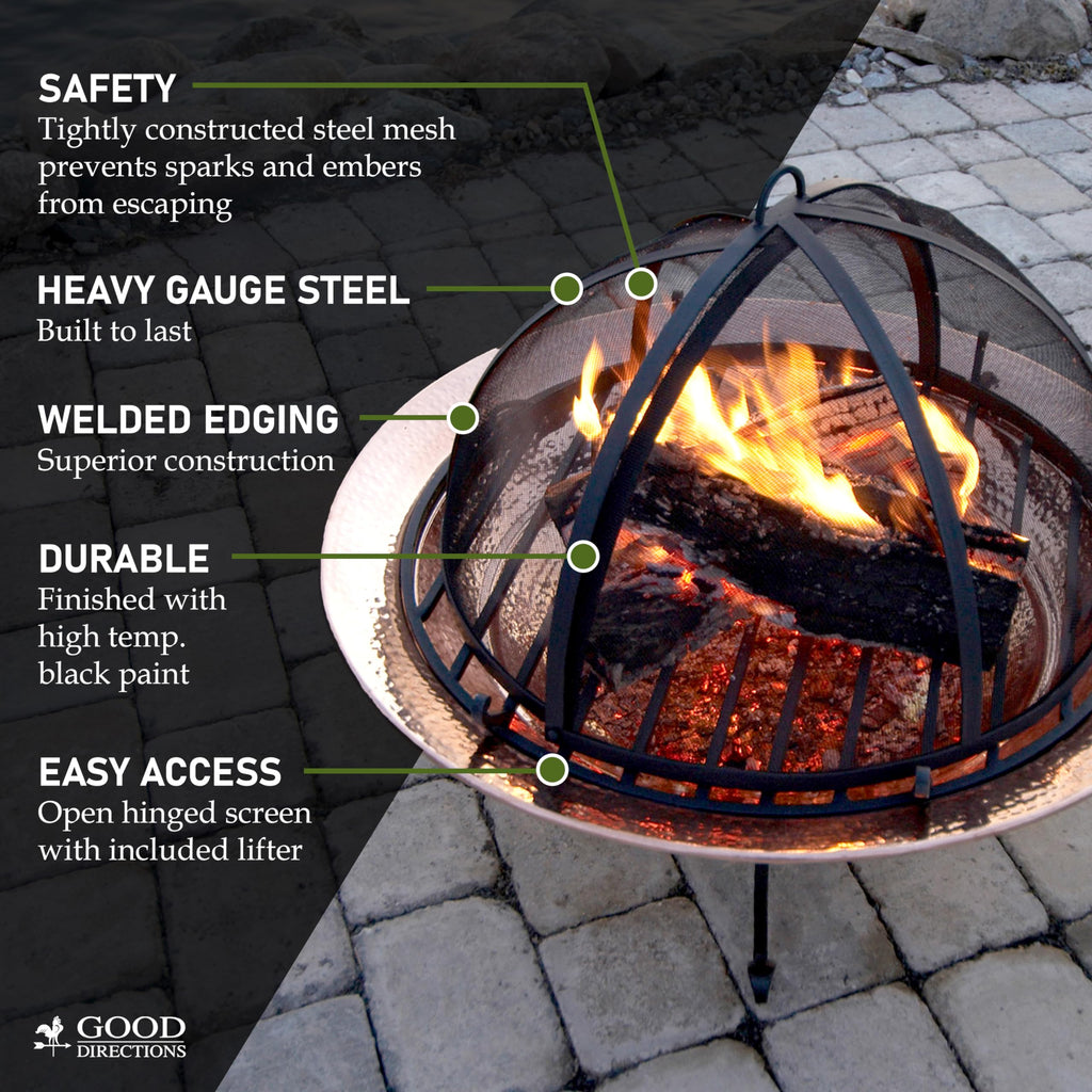 Fire Pit Spark Screen Hinged for Easy Access (36 inch)