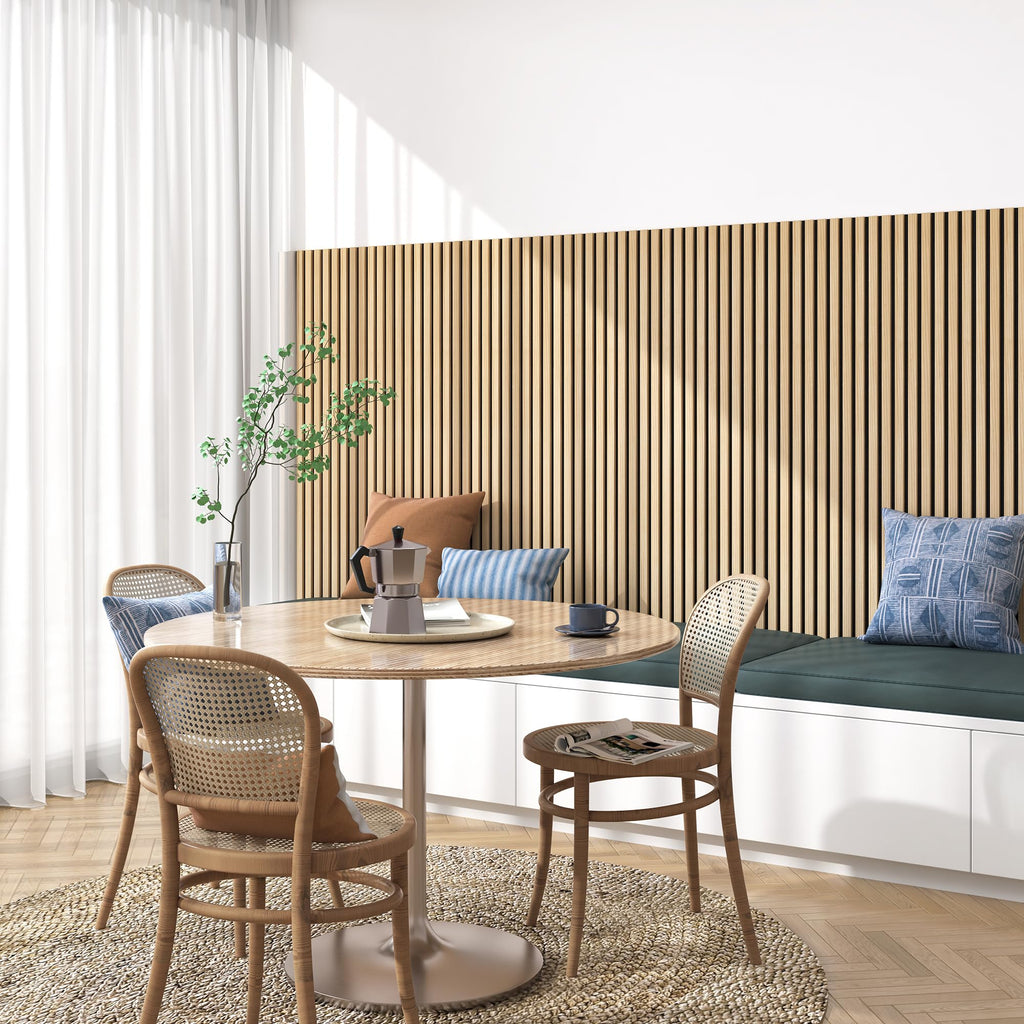 2 Pack Acoustic Solid Wood Wall Panels, 94.49" x 12.6" Soundproof Wall Panels, Wood Slat Wall Panels for Wall Decor