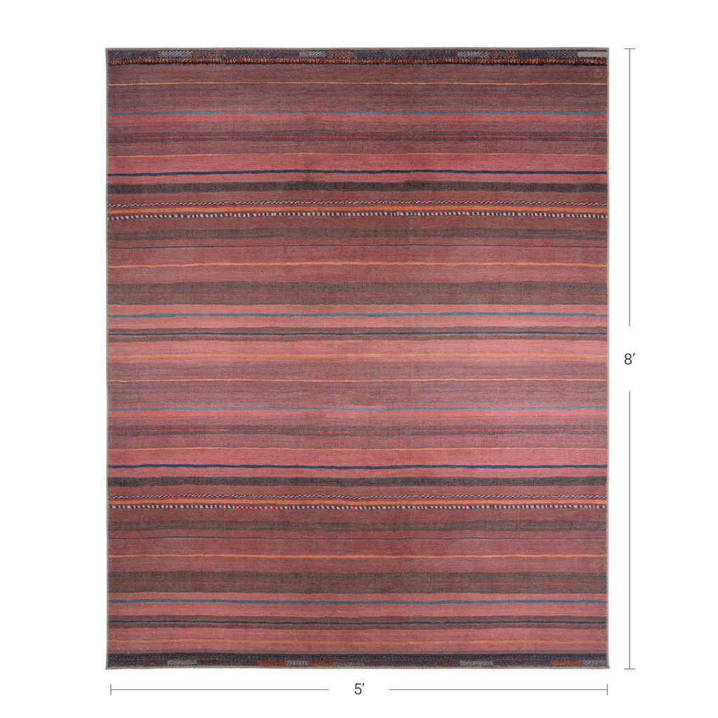 Crimson Horizon Brown & Red Area Rug - Persian-inspired design