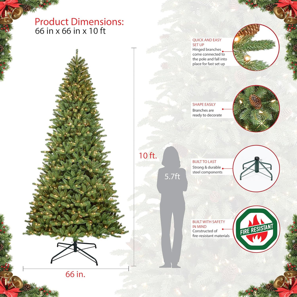 International Pre-Lit 10' Berkshire Fir Artificial Christmas Tree with 1000 Warm White LED Lights, Green