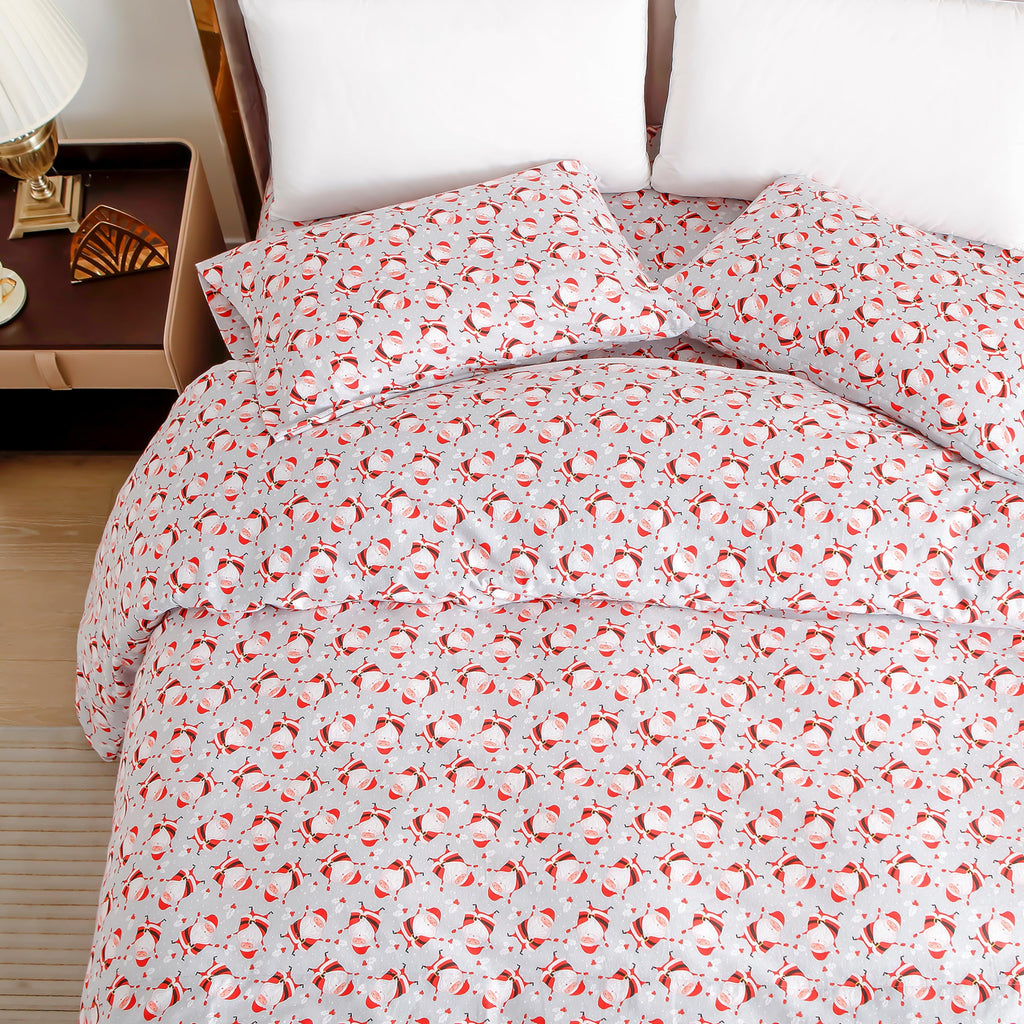 Holiday Christmas Flannel Sheet Set, King, Jolly Santa