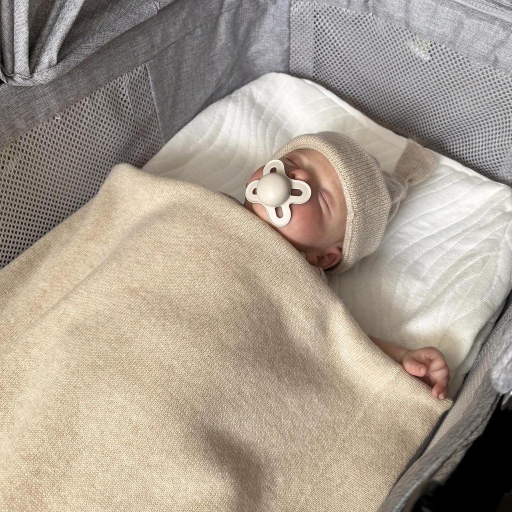 100% Cashmere Baby Blanket Gift Set Luxe Knit 0 Brown Sugar