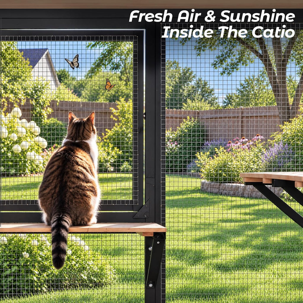 Walk-in Catio, Outdoor Wooden Cat Enclosure with Asphalt Roof