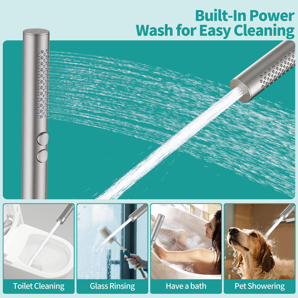 All-Metal High Pressure Round Handheld Shower Head,Brushed Nickel
