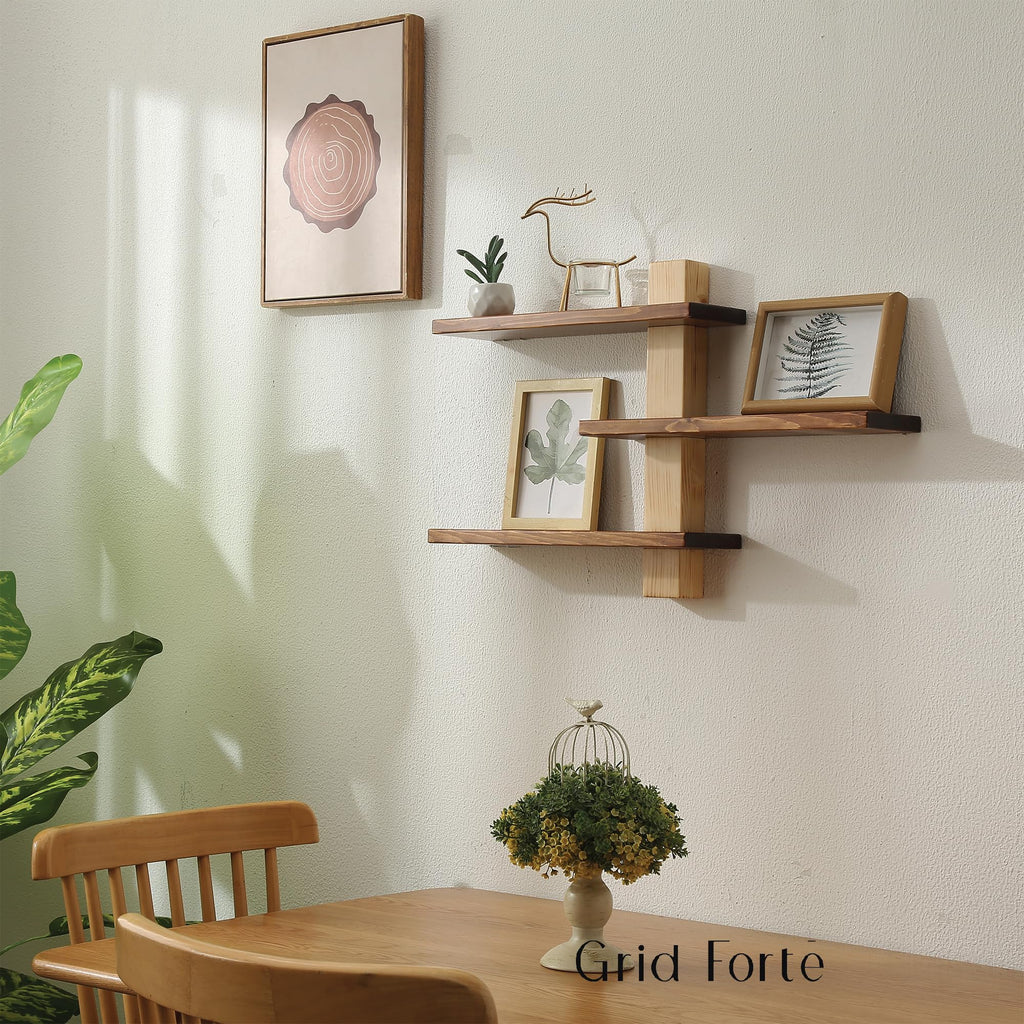 Wood 3-Tier Floating Shelf, Large Minimalist Wall Shelves