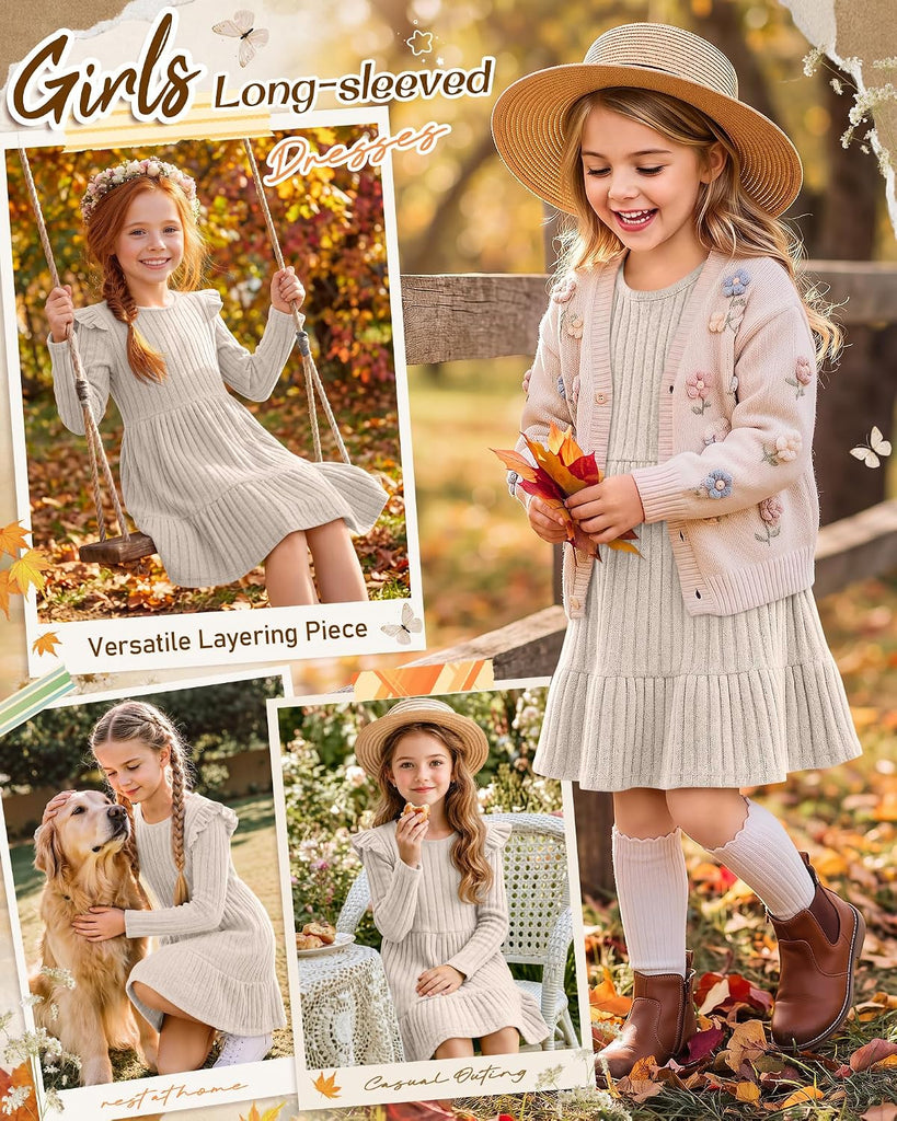 Girls' Long Sleeve Sweater Dress Fall Dresses