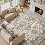 10x14 Area Rugs Living Room: Washable Vintage Rug Large Non-Slip Stain Resistant Ultra Soft Low Pile