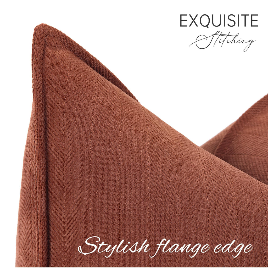 Rust Throw Pillow Covers 20x20 Set of 2 Chenille Fall Pillow Covers with Elegant Design Soft and Luxurious Decorative
