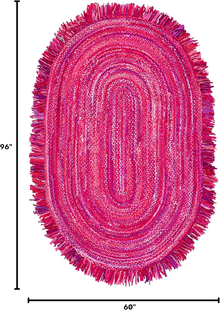 Braided Oval Rug 5x8, Pink & Fuchsia BRD451U