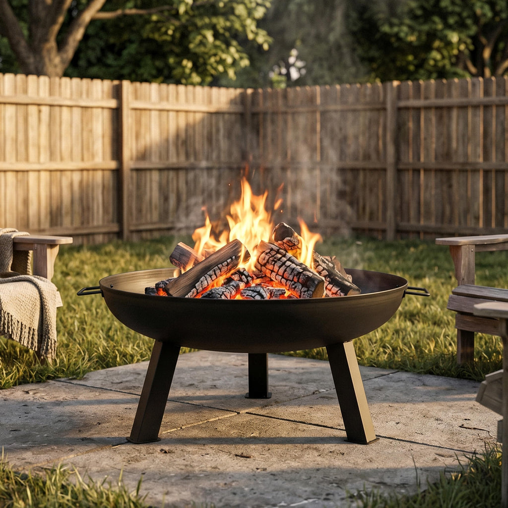 30" Heavy-Duty Cast Iron Fire Pit Bowl for Outside, Wood-Burning