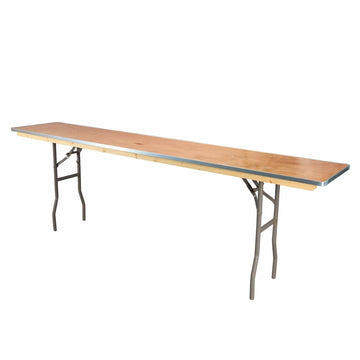 96" x 18" (8 Foot) Rectangle Heavy Duty Natural Plywood Folding Seminar Table