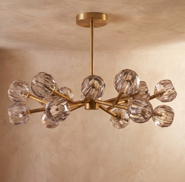 Inspired Boule de Cristal Style 36 Inch Round Crystal Sphere Chandelier Lacquered Burnished Brass - Main Product View