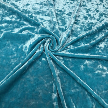 Crushed Stretch Velvet Solid (Turquoise Aqua) by Elotex International Fabric