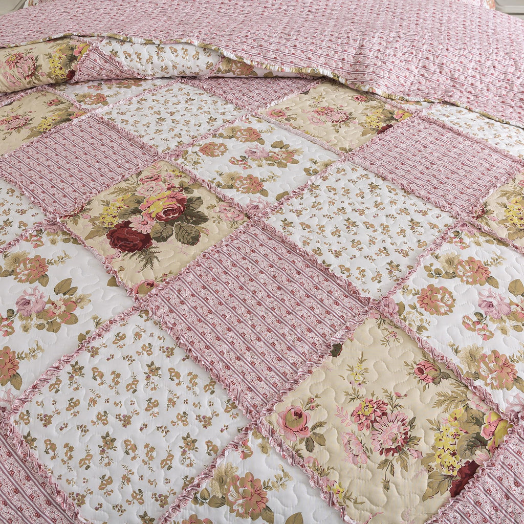 Quilt Bedding Sets - Floral Quilt Bedding Sets 3-Piece 90x96, Lightweight Bedspreads Patchwork Coverlet Rustic