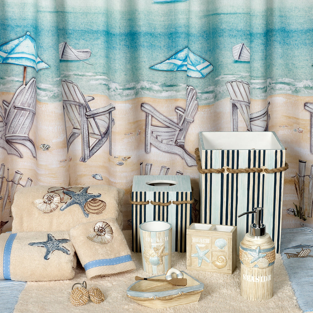 Shower Curtain Hooks Seaside Serenity Bath Accessories, Off-White
