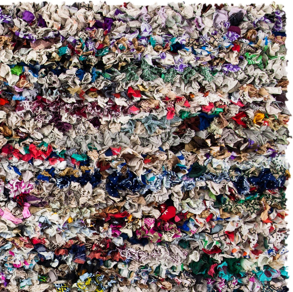 Rio Shag Collection Area Rug - 6' Square, Grey & Multi, Handmade Decorative, 3.5-inch Thick Ideal for High Traffic