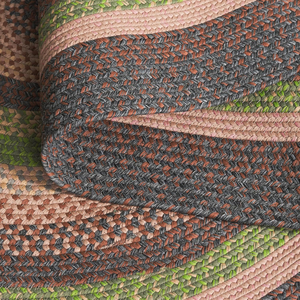 Braided Indoor/Outdoor Oval Rug, Brown & Green BRD314T