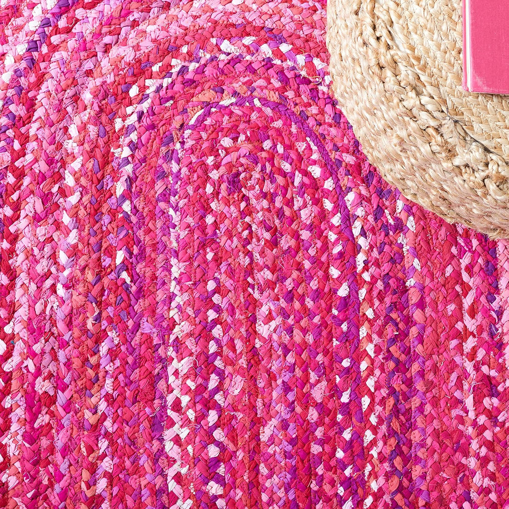 Braided Oval Rug 5x8, Pink & Fuchsia BRD451U