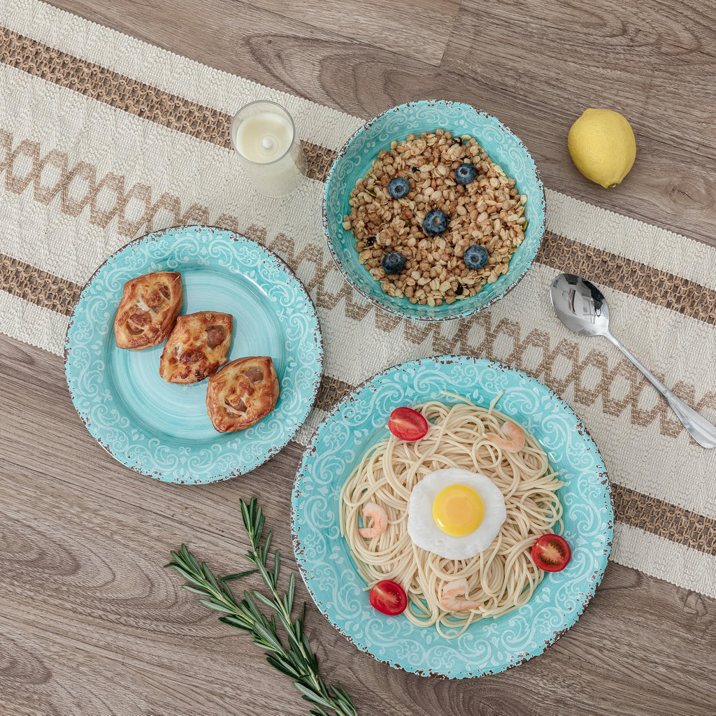 12-Piece Dinnerware Set, set of 4, 100% Melamine Dishes Dining Set