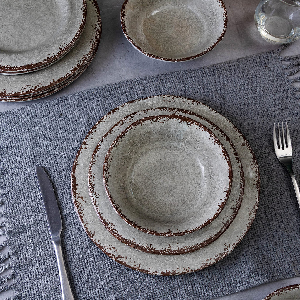 Farmhouse Melamine Dishes Dinnerware Set, Kitchen Dining Set for 4