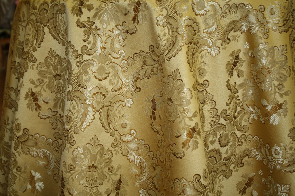 Damask Upholstery and Drapery, Jacquard Fabric Sold by The Yard (Gold)