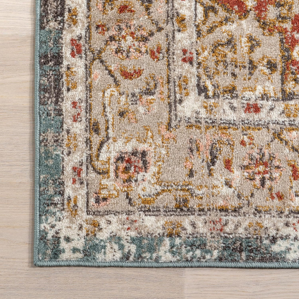 Justine Beige Medallion Power Loomed Area Rug, 8' x 10'