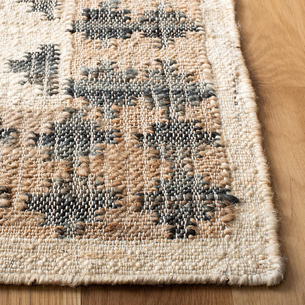Kilim Collection Area Rug, Ivory & Grey, Handmade Flat Weave Jute, Ideal for High Traffic Areas (KLM755A)