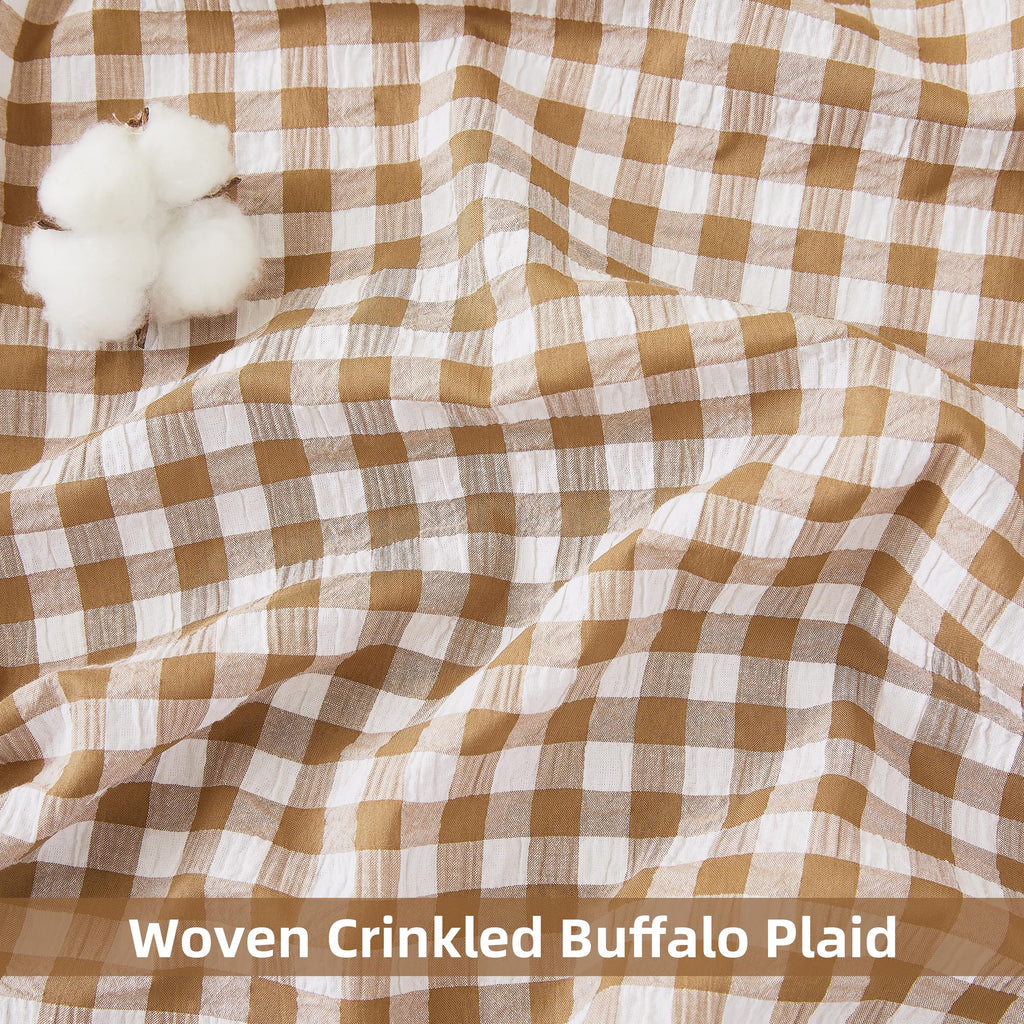 Brown White Buffalo Plaid Curtains 84 Inches Long