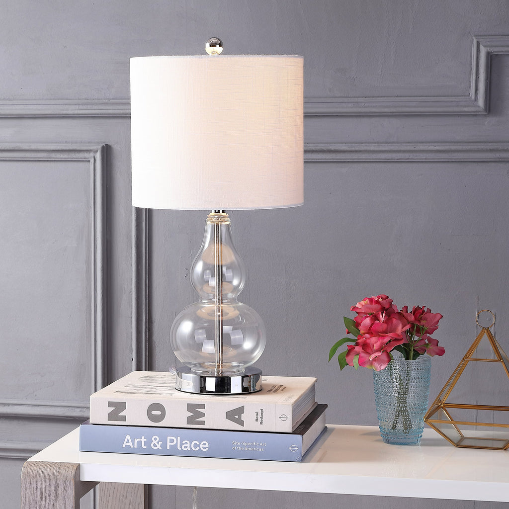 Anya Gourd Glass Table Lamp 20.5", Clear