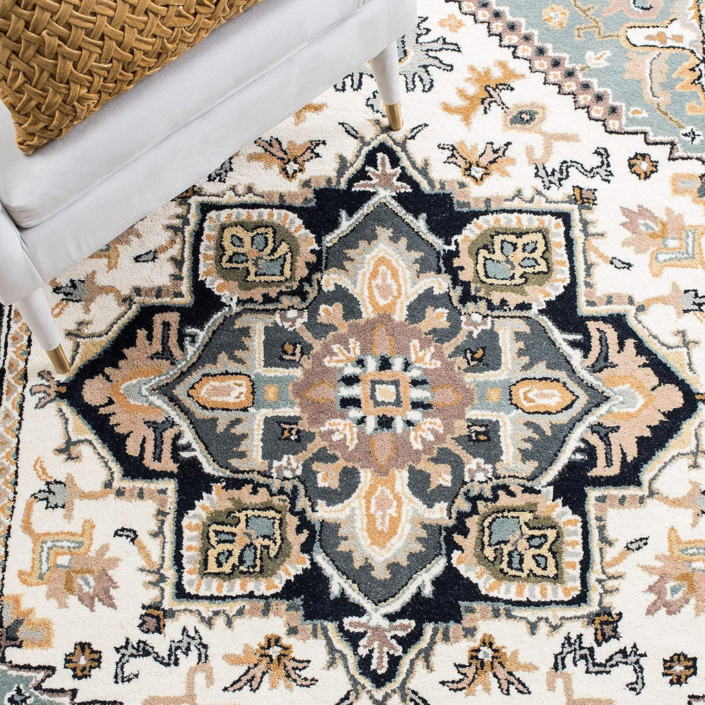 Area Rug 9x12 - Heritage - Large - Grey & Green, Handmade Wool, Traditional Oriental Medallion Design