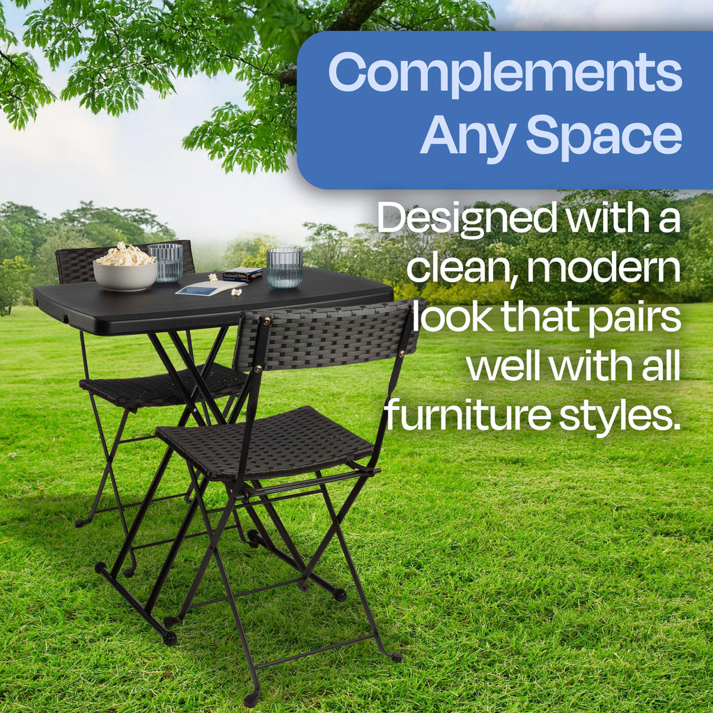 Indoor & Outdoor Portable Folding Table, Black, 2.5ft
