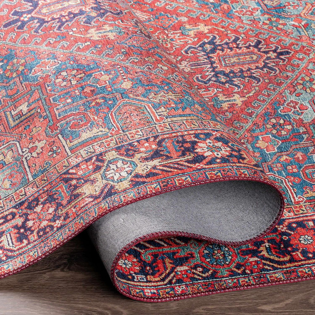 Ronneby Living Room, Bedroom Area Rug - Medallion Floral Geometric Border Diamond - Traditional Oriental Transitional