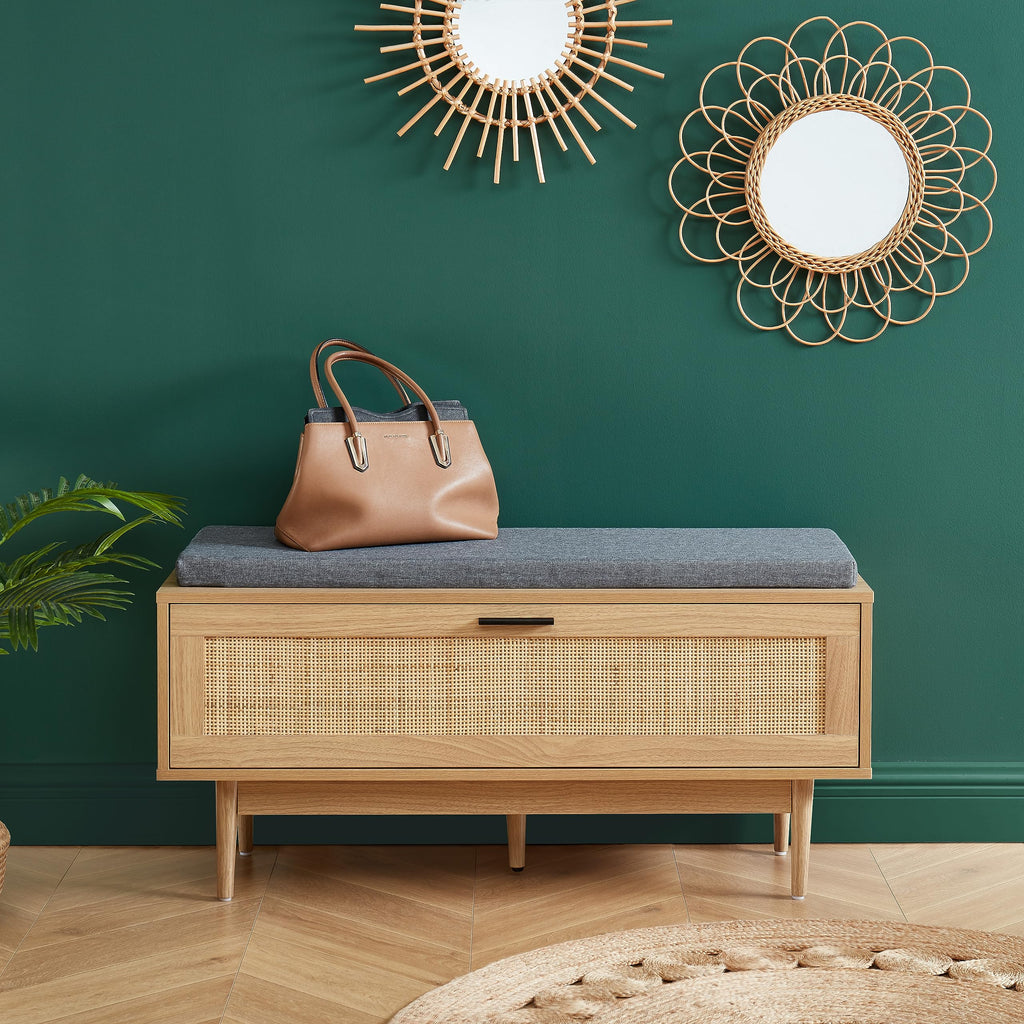 Amana Caning Rattan Shoe Bench 100 cm