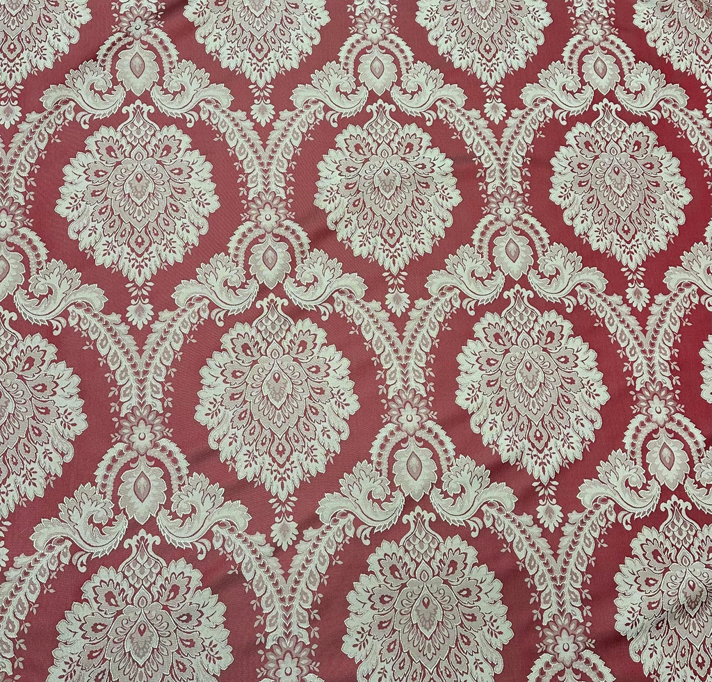 Damask Upholstery and Drapery, Jacquard Fabric-Vail Pattern (Red)