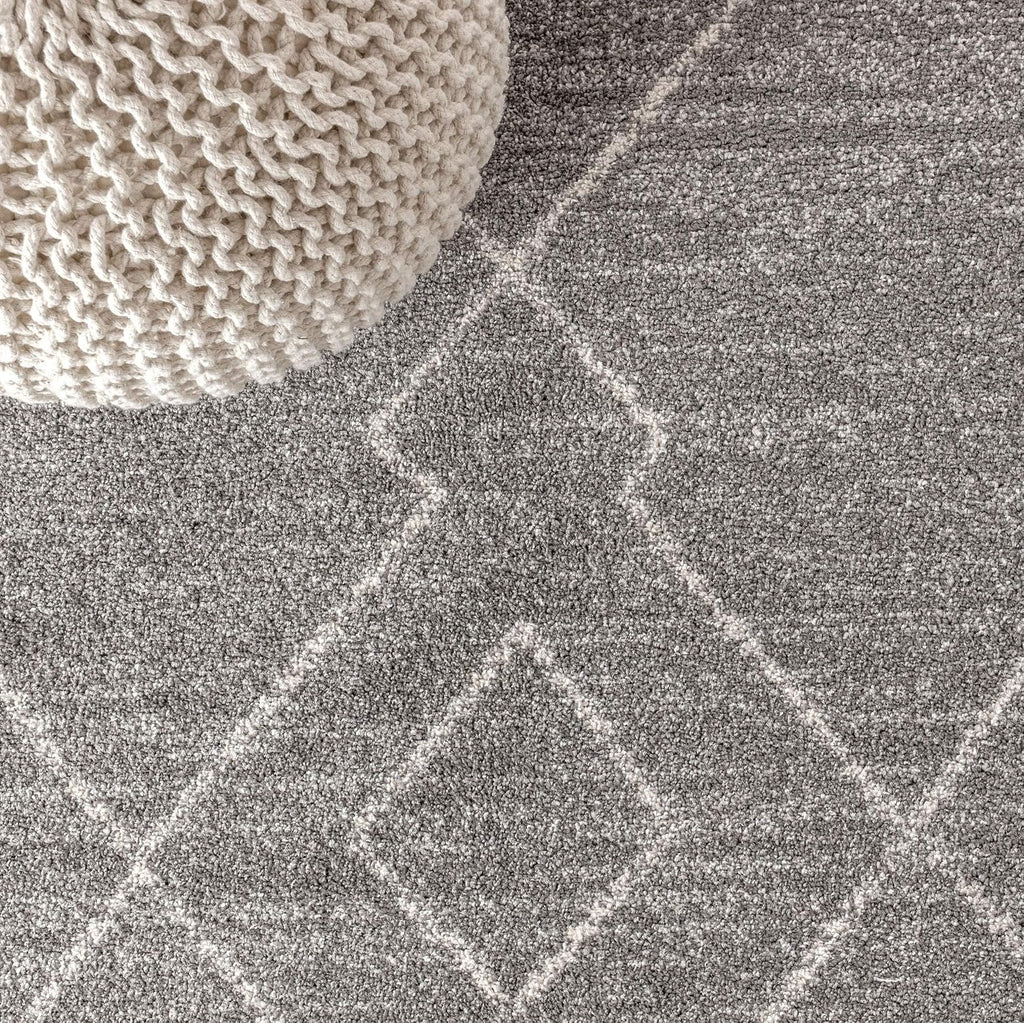 Alia Moroccan Beni Souk Gray/Cream Indoor Area Rug, Bohemian, Scandinavian, Easy-Cleaning, Pet Friendly