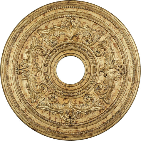 Ceiling Medallion, Hand Applied Vintage Gold Leaf with Gilded Accents, 22.k"Dx1.5"H