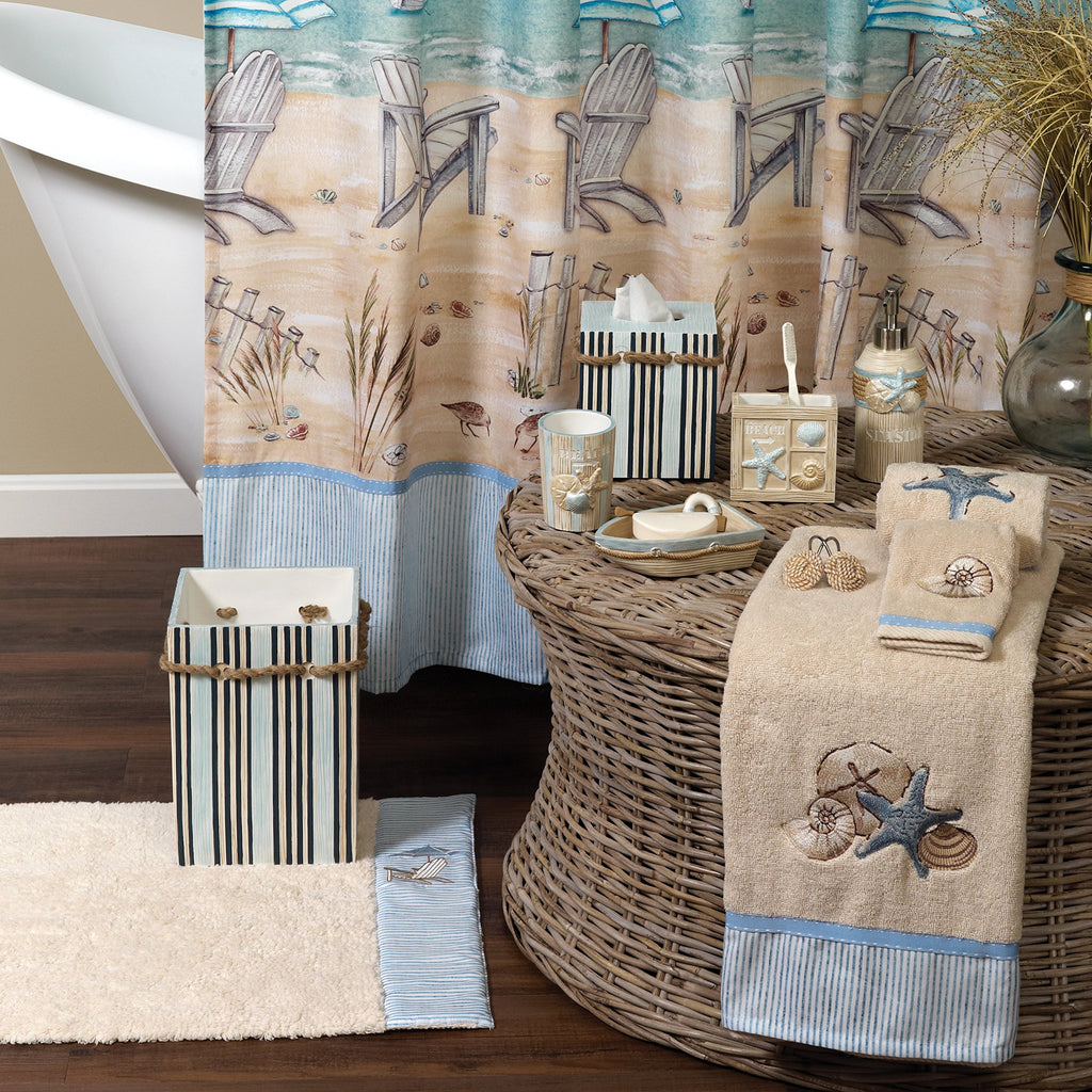 Shower Curtain Hooks Seaside Serenity Bath Accessories, Off-White