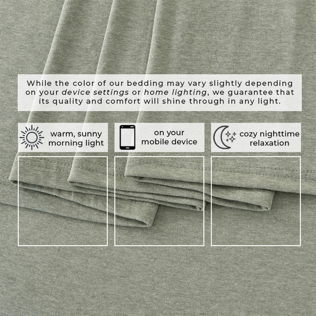 Cotton Jersey Knit Sheet Set - Ultra-Soft, Stretchy, Heathered Melange Bed Sheets - Cozy, Soft