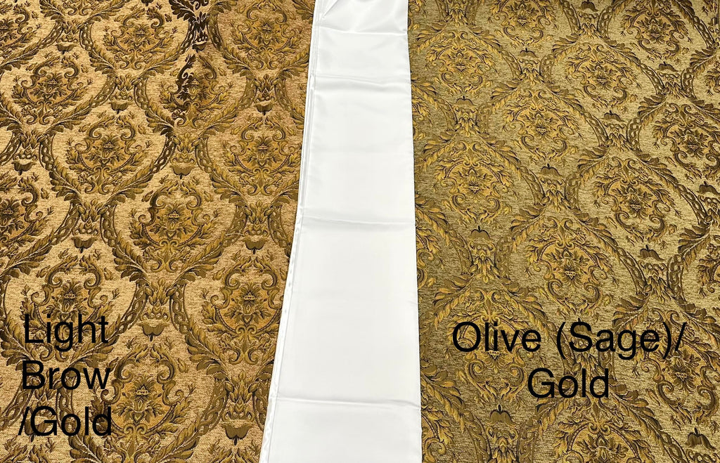 Damask Tapestry Chenille Fabric - Upholstery Fabric, 60" Width - Sold by The Yard (Light Brown/Gold)