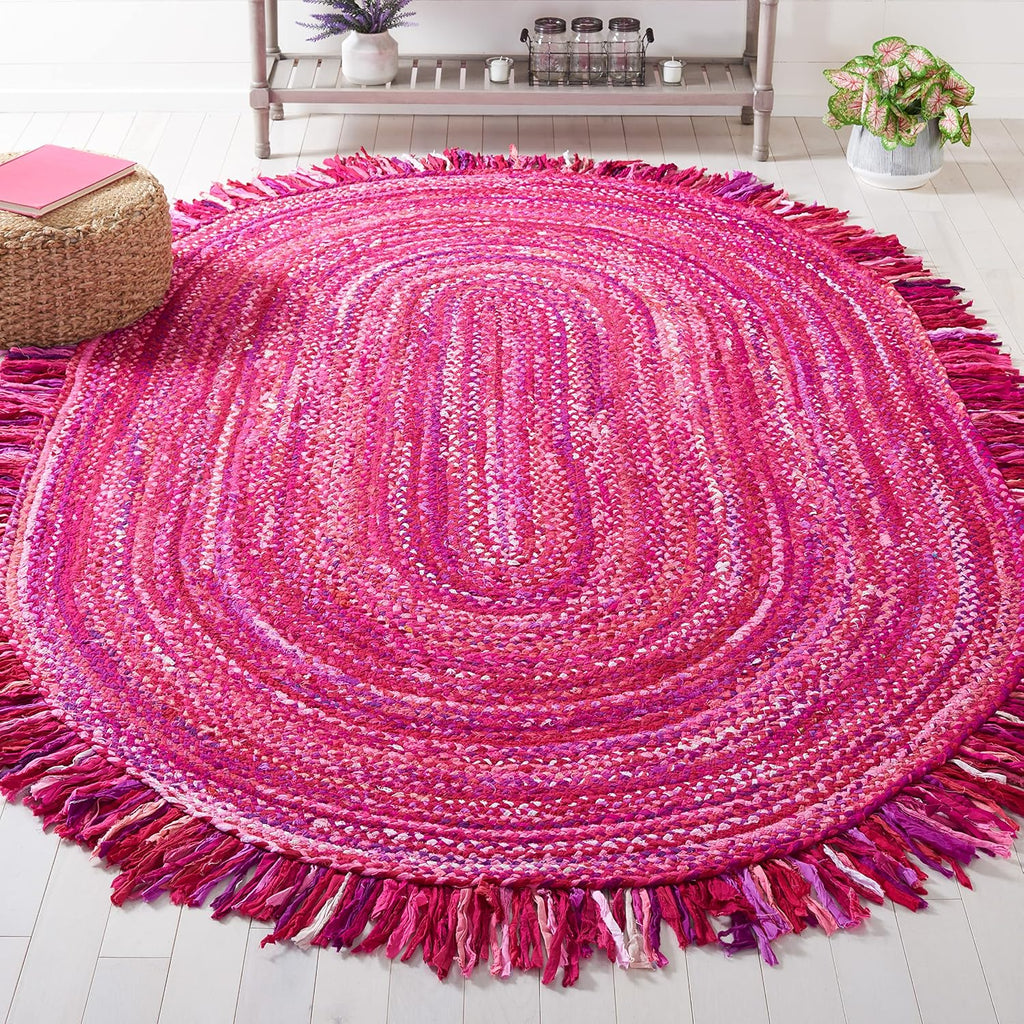 Braided Oval Rug 5x8, Pink & Fuchsia BRD451U