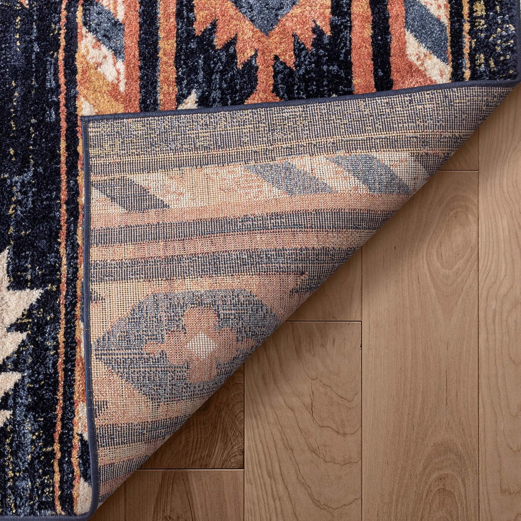 Tulsa Lea Blue Traditional Southwestern Tribal Area Rug
