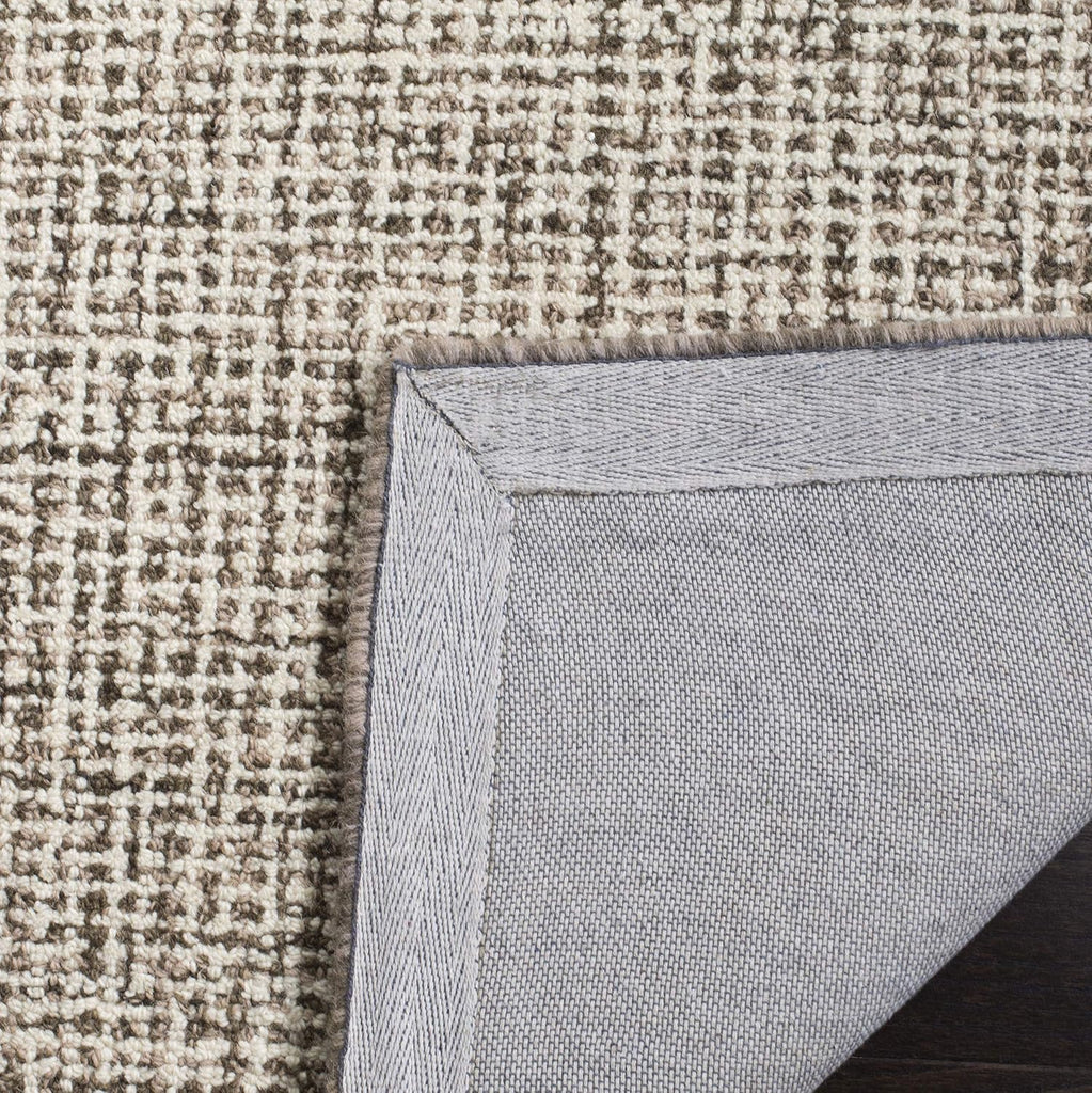 Abstract Area Rug - 9' x 12', Brown & Ivory, Handmade Wool