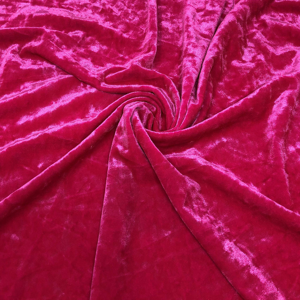 Crushed Stretch Velvet Solid (Fuschia Hot Pink) by Elotex International Fabric