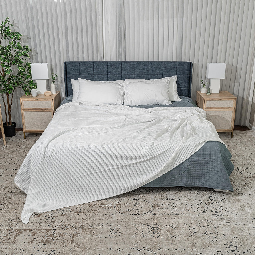 Waffle Blanket Queen, 90" x 90" - 100% Cotton Lightweight Breathable Bed Blanket - Soft Textured Thermal Weave for