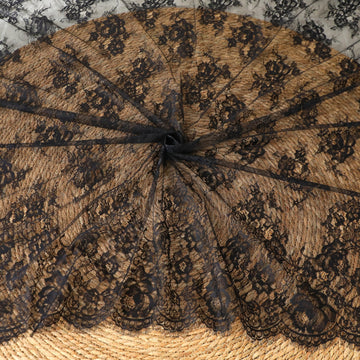 59" × 3 Yard Floral Pattern Lace Fabric with Eyelash Edge Embroidered French Lace Fabric Decor, Garment Sewing
